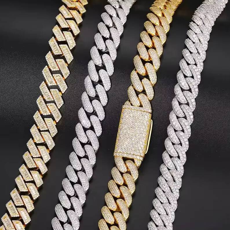 18mm Custom S925 Cuban Link Chain VVS Moissanite Pendant Necklace Rapper Style Moissanite Charm Pendant Cuban Chain Necklaces