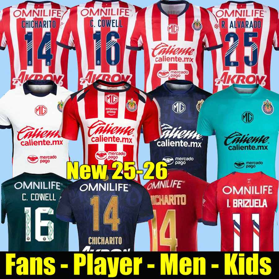 24 25 26 Chivas de Guadalajara Soccer Jerseys 2025 2026 LIGA MX C. COWELL A.ZALDIVAR CALDERON J.MACIAS CHICHARITO A.VEGA Men Women kids kit football shirt Fans version