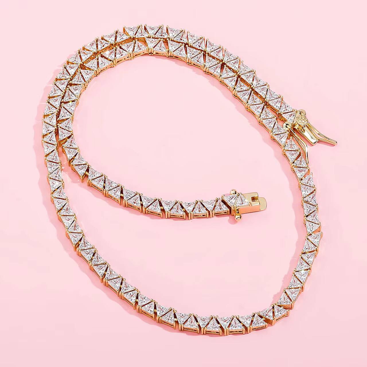 Newest 5mm Trillion Cut Tennis Chain Necklace Hip Hop Style Iced Blinged Out VVS Moissanite Diamond Jewelry for Men and Women