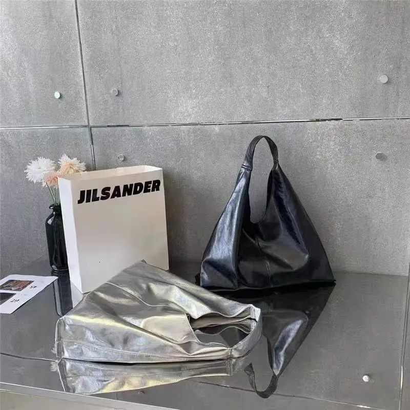 High-Capacity Tote Bag Korean Fashion Soft PU Patchwork Black Silver Shoulder Bag er Purses and Handbags 250717