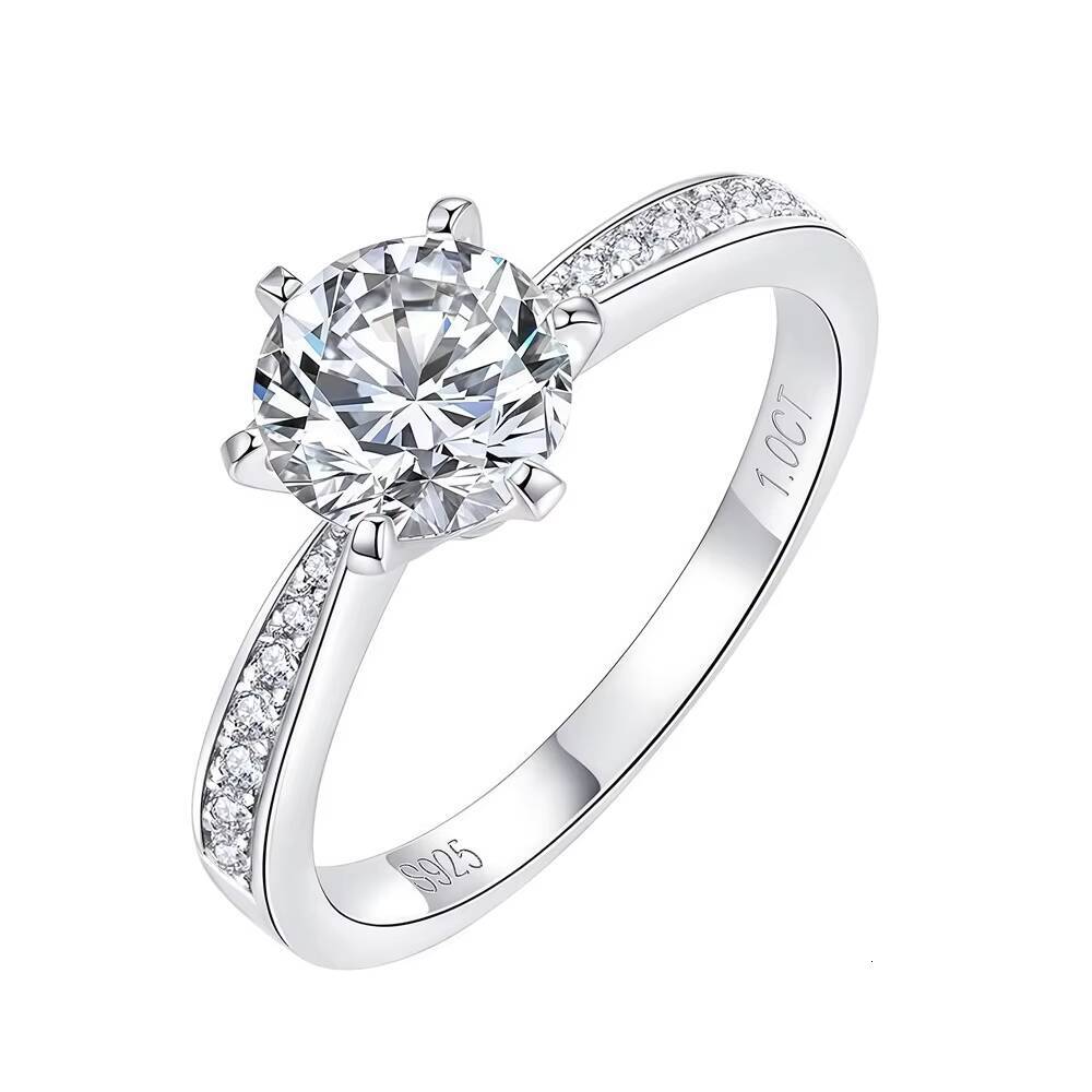 Classic Style S925 Silver Moissanite Engagement Ring for Women Diamond Style Wedding Band-No Reviews yet
