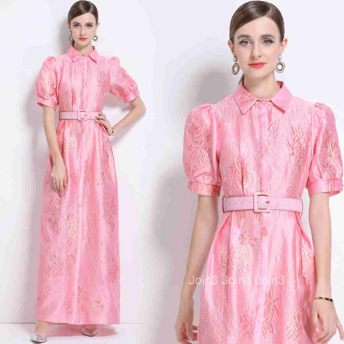 6503 French Elegant Jacquard Dress New Elegant Slim Long Dress with Belt