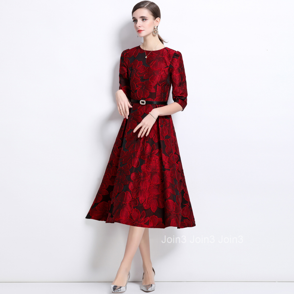 5859 Early Spring New French Style Socialite Jacquard Exquisite Slim Fit Dress