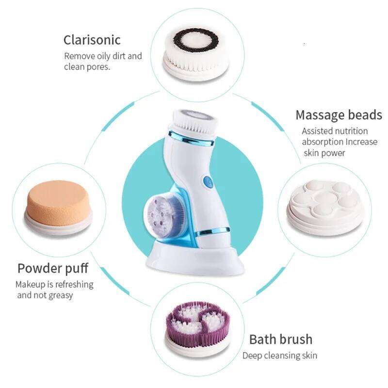 4 In 1 Electric Facial Brush Massage Wash Rotating Face Cleansing hine Waterproof Removal Pore Blackhead Exfoliator