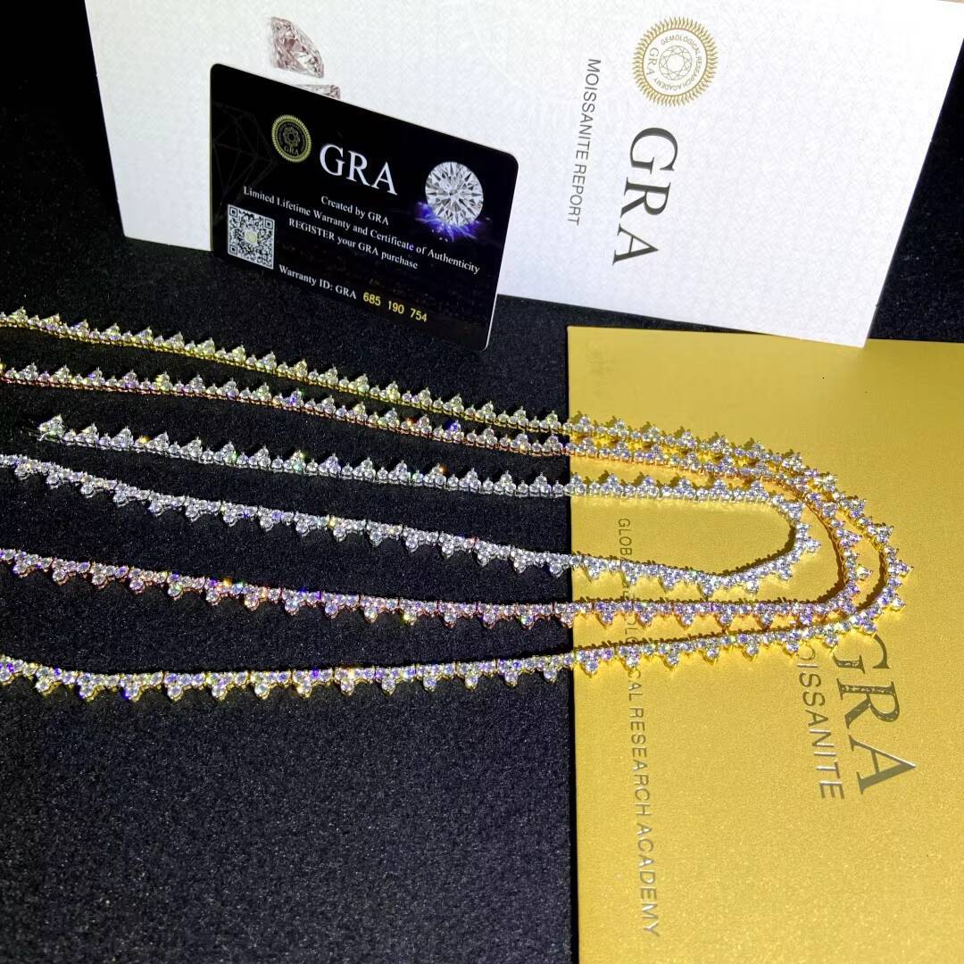 925 Silver Hip Hop Moissanite Tennis Chain Stylish Necklaces Collection
