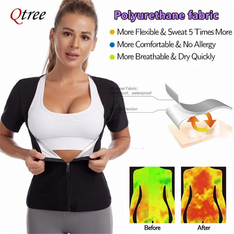 Qtree Workout Shapewear for Women Weight Loss Sauna Effect Body Shaper Waist Trainer Arm Slimmer Shirt Bodybuilding Trimmer Belt 250716