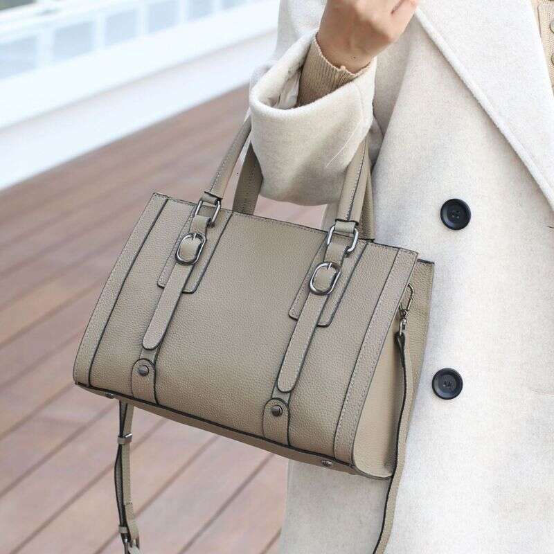 Fashion Solid Color Handbag For Women, Genuine Leather Tote Bag, Elegant Crossbody Square Purse