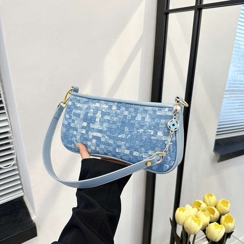 Trendy Woven for Women 2025 Summer New Color-Block Stylish Small Square Fashion Versatile Shoulder Crossbody Bag