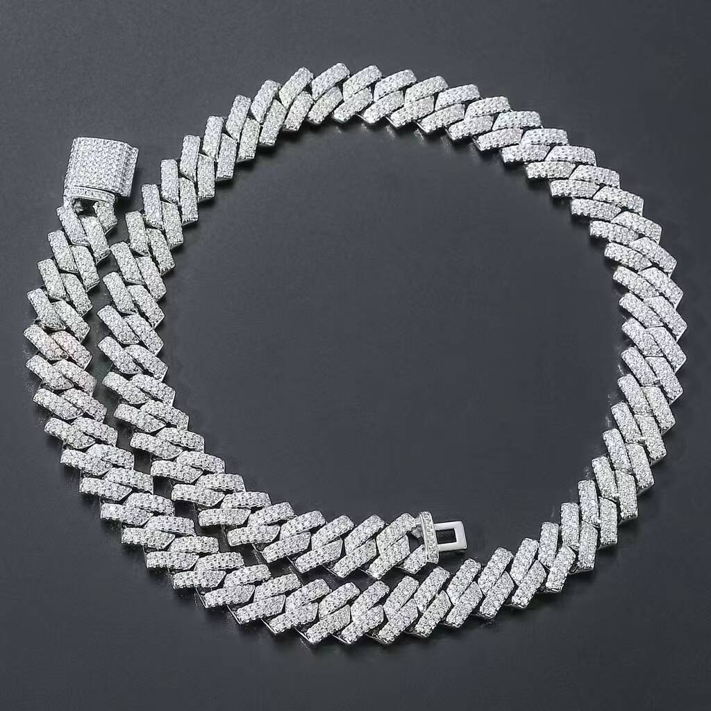 925 Sterling Silver Moissanite Cuban Link Chain for Men Full Iced Out 6-15MM Width Hip Pop Style Strand for Weddings and Gifts
