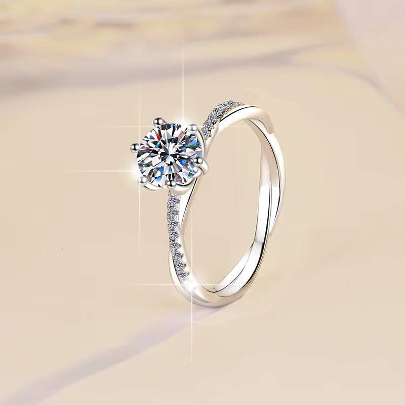 Moissanite Ring Womens love Interwoven Vine Ring 925 Sterling Silver Jewelry