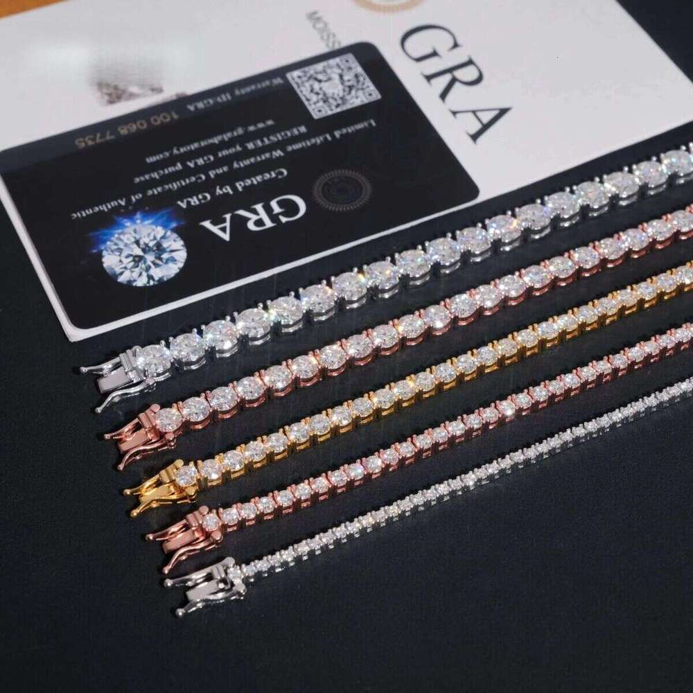 High Quality Pass Dia Tester Hip Hop Sterling Sier 2mm 3mm 4mm 5mm 6.5mm Moissanite Tennis Chain Bracelet