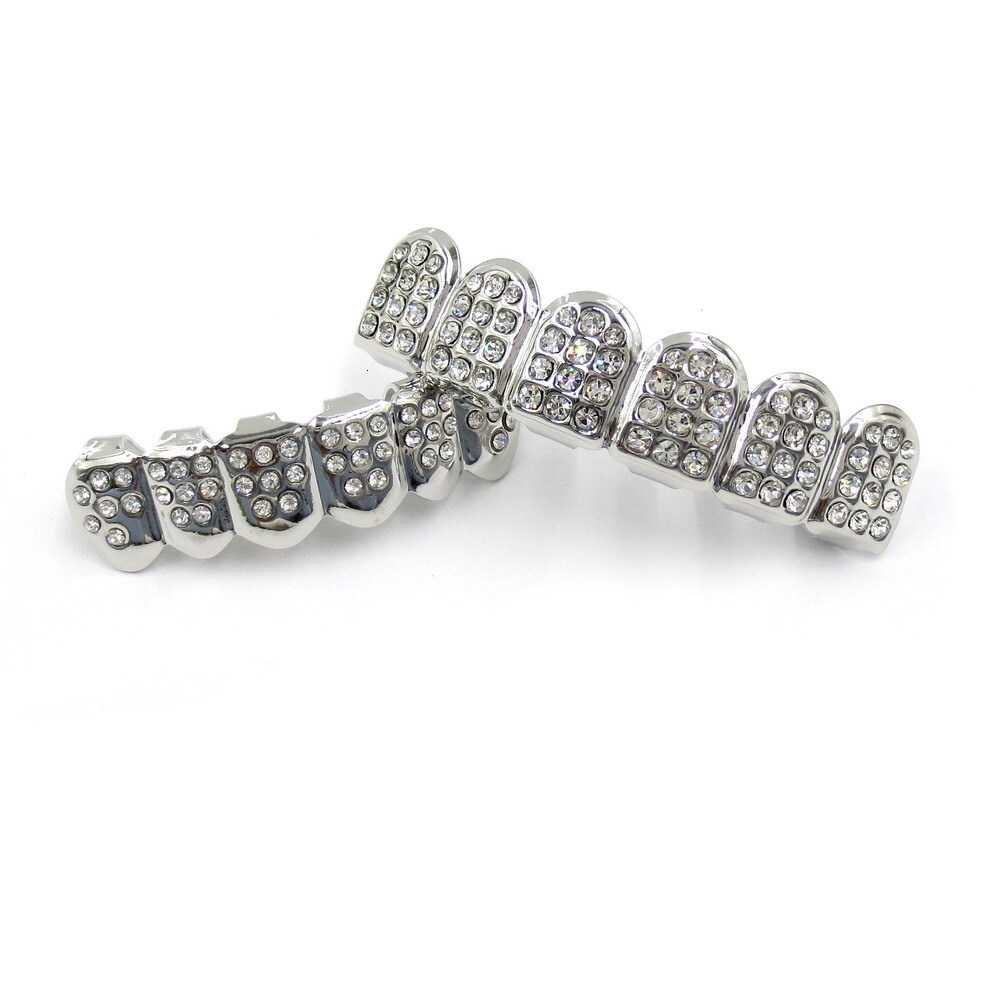 Luxury Hip Hop Teeth Grills Decorative Grillz Gold Plated Iced Out VVS Moissanite Gold Grillz Bling Bling