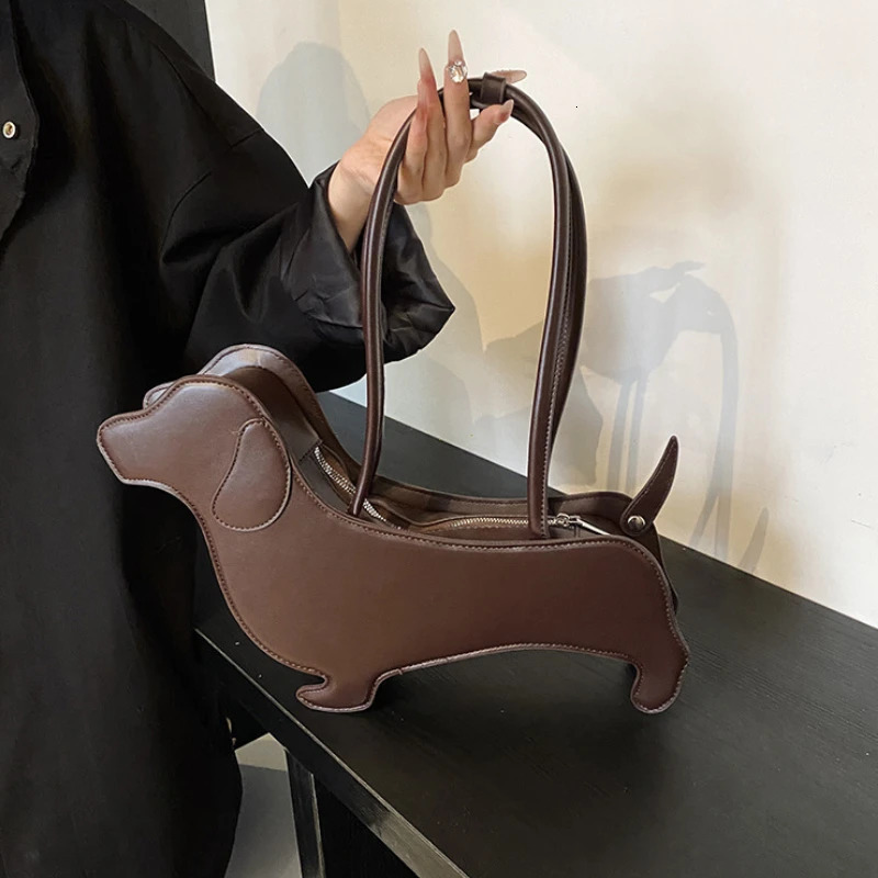 3D Dachshund Shoulder Bag PU Leather Retro Handbag Korean Underarm Bag Purse and Handbag er Bag 250717