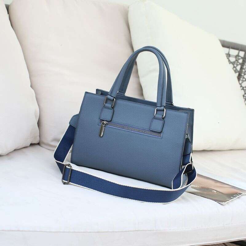 Fashion Solid Color Handbag For Women, Genuine Leather Tote Bag, Elegant Crossbody Square Purse