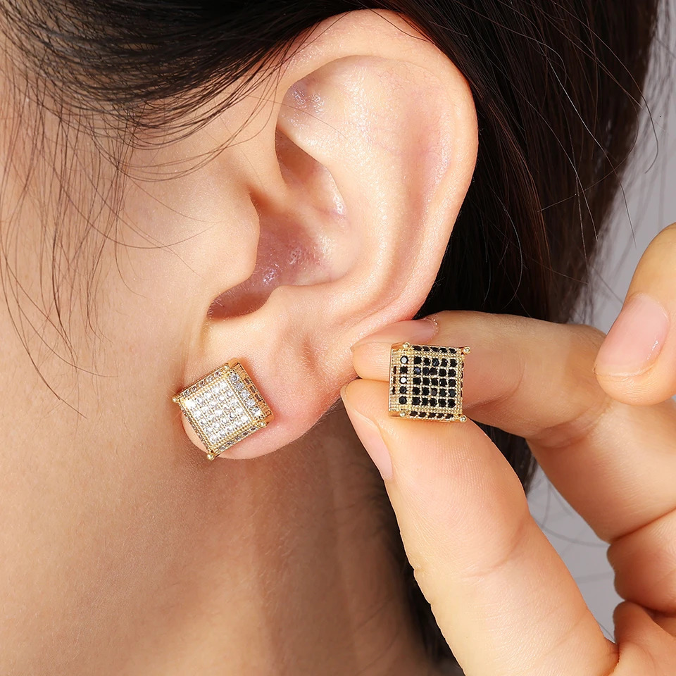 ZAKOL Buling Zirconia Earrings for Men Iced Out Micro Full Paved CZ Crystal Copper Earring Fashion Hip Hop Jewelry 250715