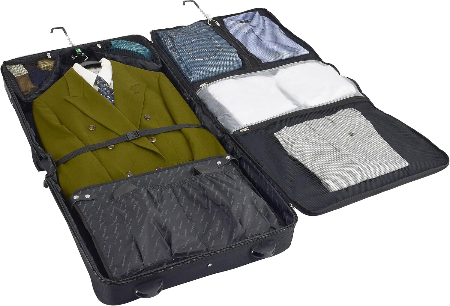 DHYMX designer bag LONDON FOG Buckingham 44-Inch Wheeled Garment Bag, Black