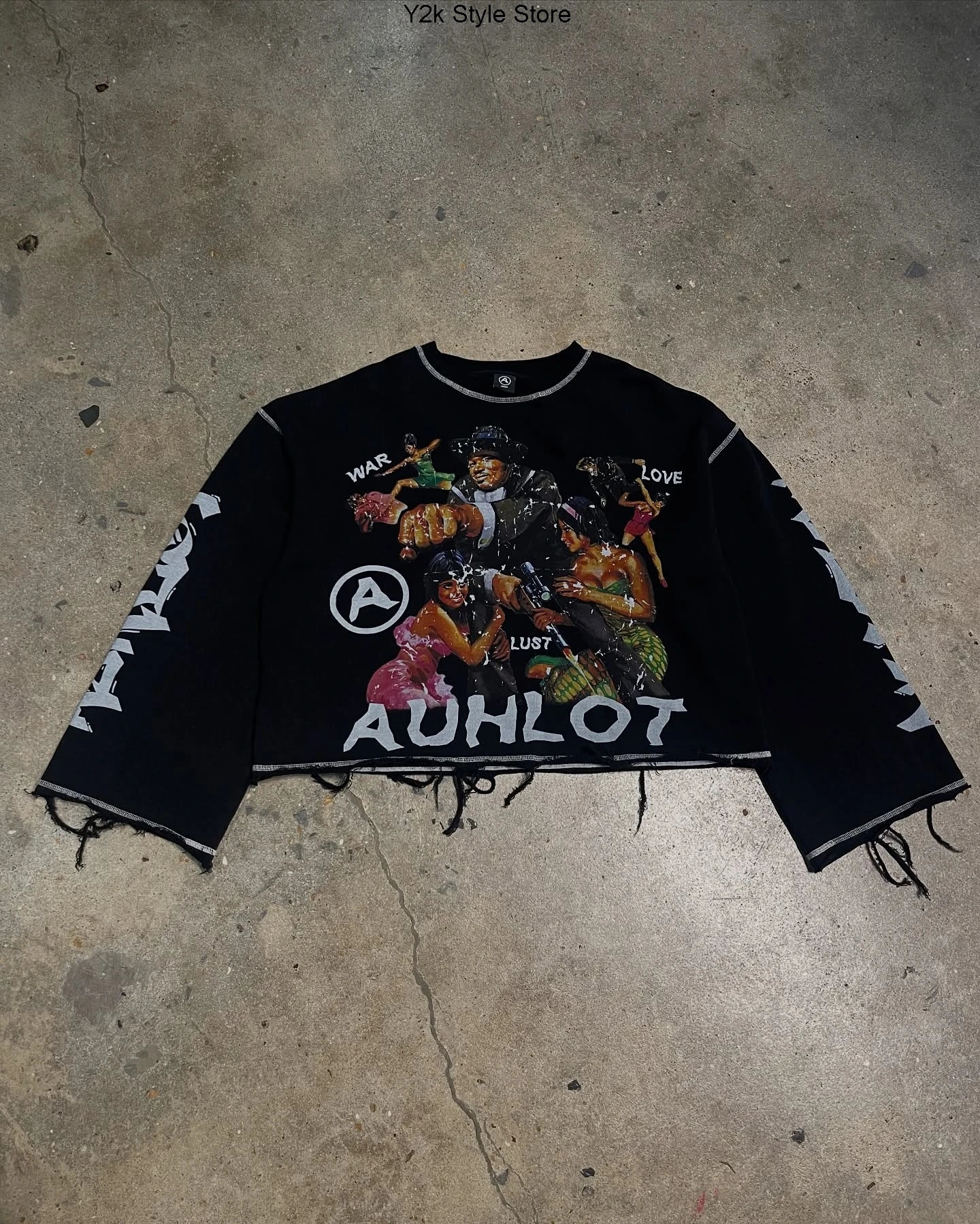 Y2K T Shirt Retro Gothic Large Letter Pattern Long Sleeve Hip Hop T Shirt Men Women Punk Street Clothes Sweatshirt Rock Top 250714