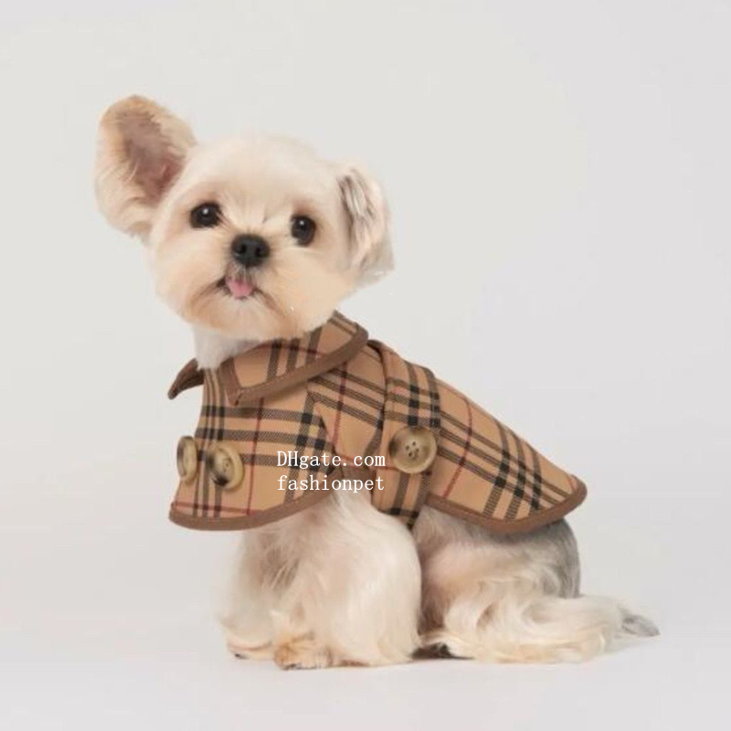 Designer Dog Clothes Classics Lapel Striped Grid Puppy Windbreaker, Luxury Lightweight Dog Jacket for Small Medium Dogs Chihuahuas Poodle Yorkshire Te