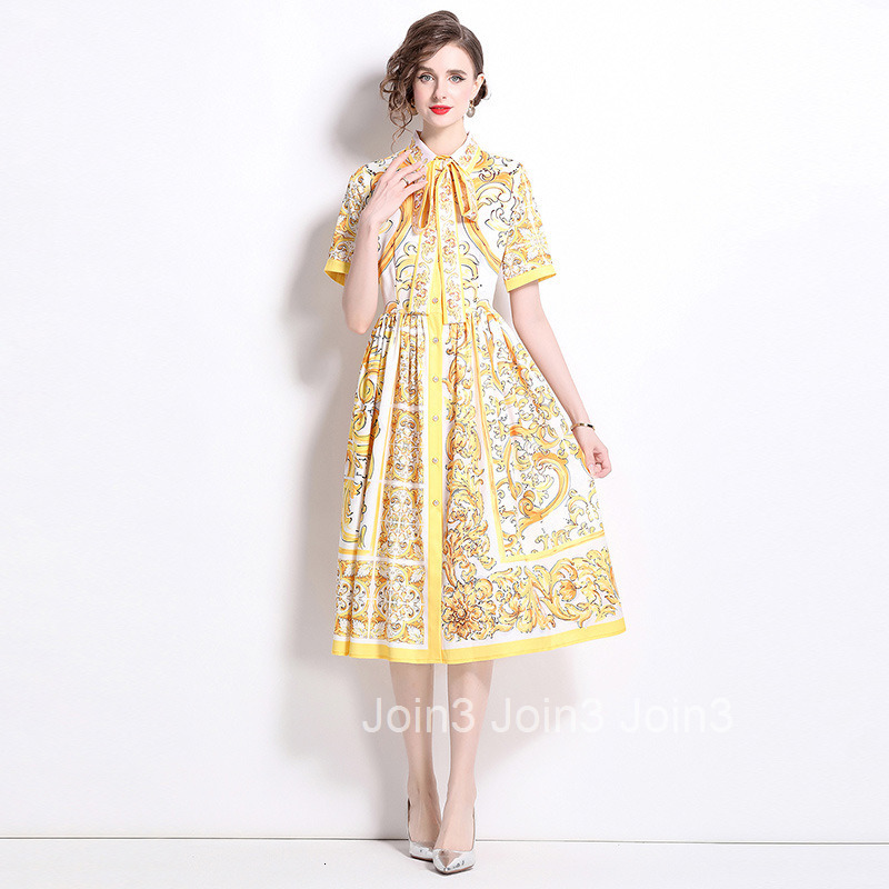 8763 Fashion Versatile Waist-Cinching Blue and White Porcelain Print Short Sleeve Single-Breasted Cardigan Dress