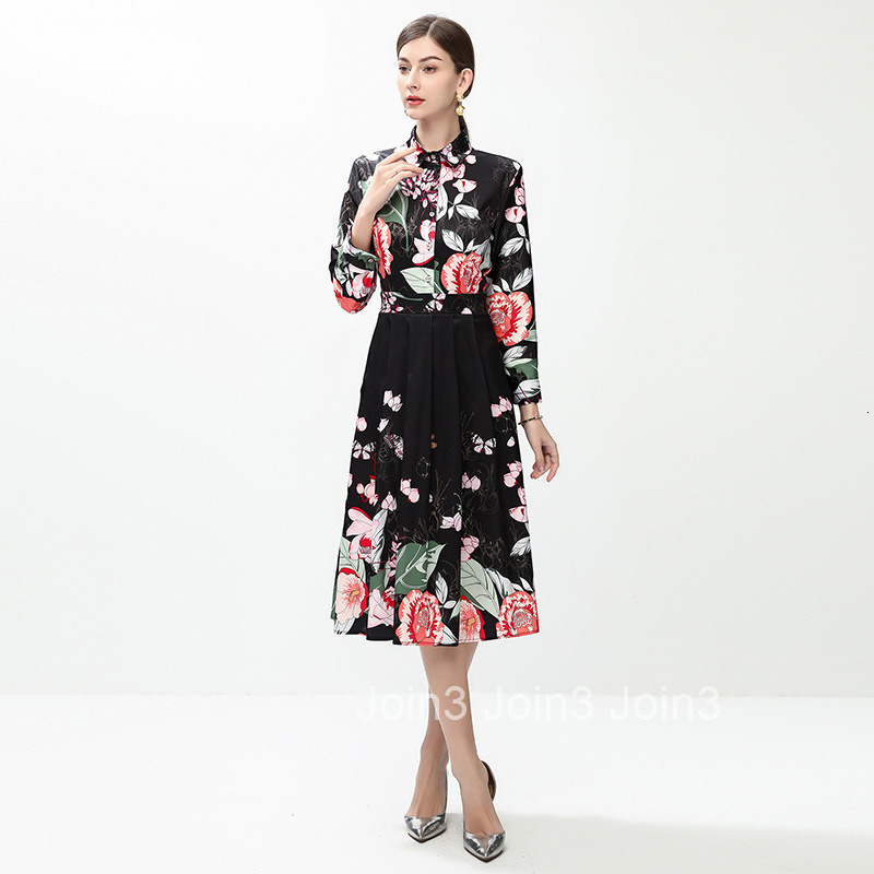 6089 Fashion Versatile Waist-Cinching Slimming Positioning Printed Dress