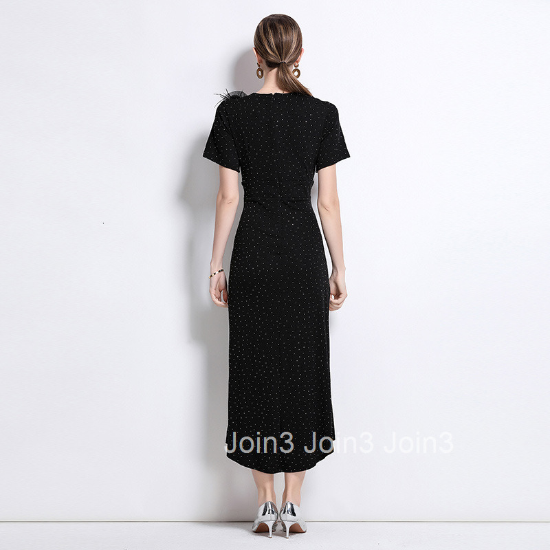 8803 New Fashion Elegant Heavy Rhinestone Waist-Cinching Bodycon Dress Long Dress