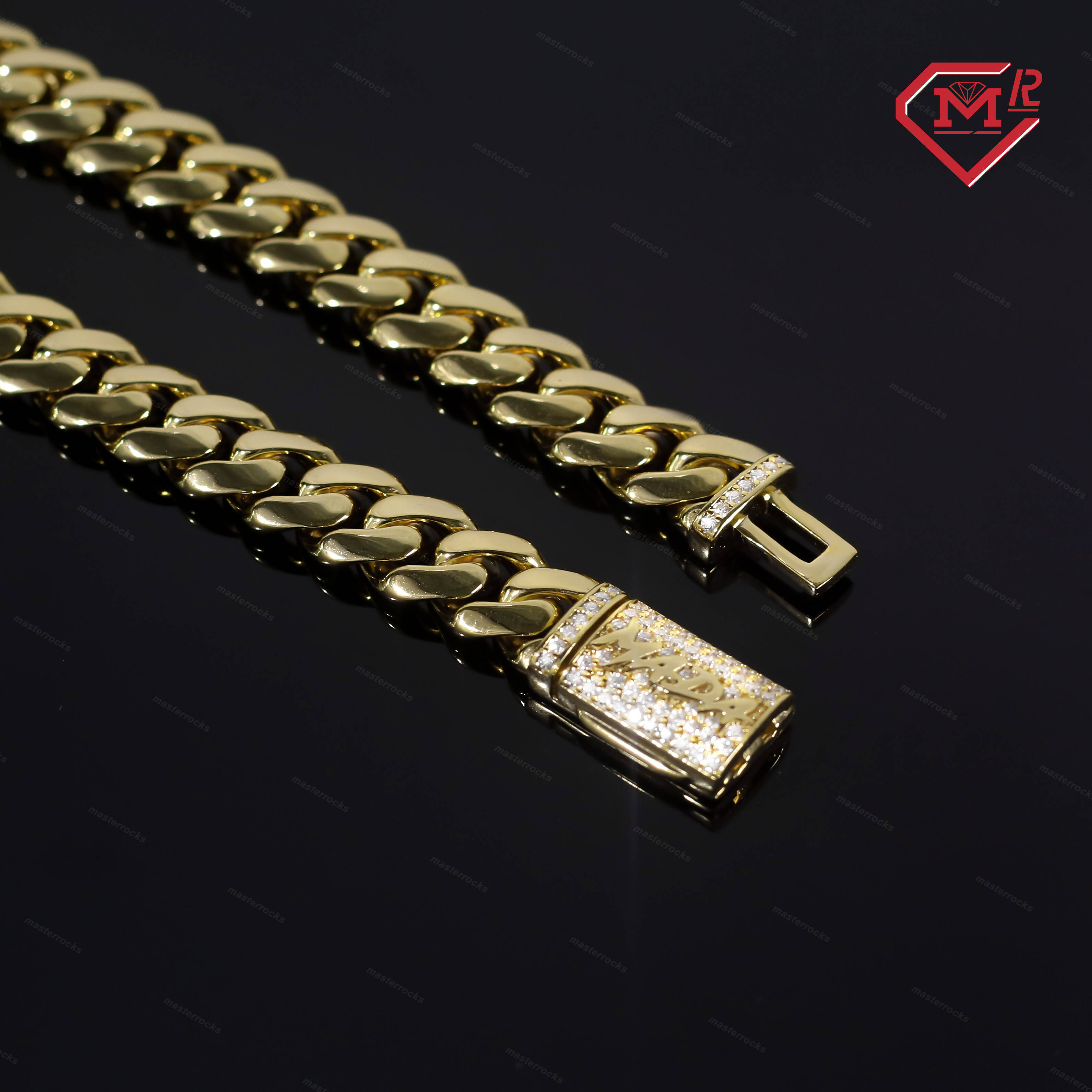 Custom 10mm Cuban Chains Iced Out Moissanite Clasp 10k 14k 18k Gold Plated 925 Sterling Silver Cuban Link Chain