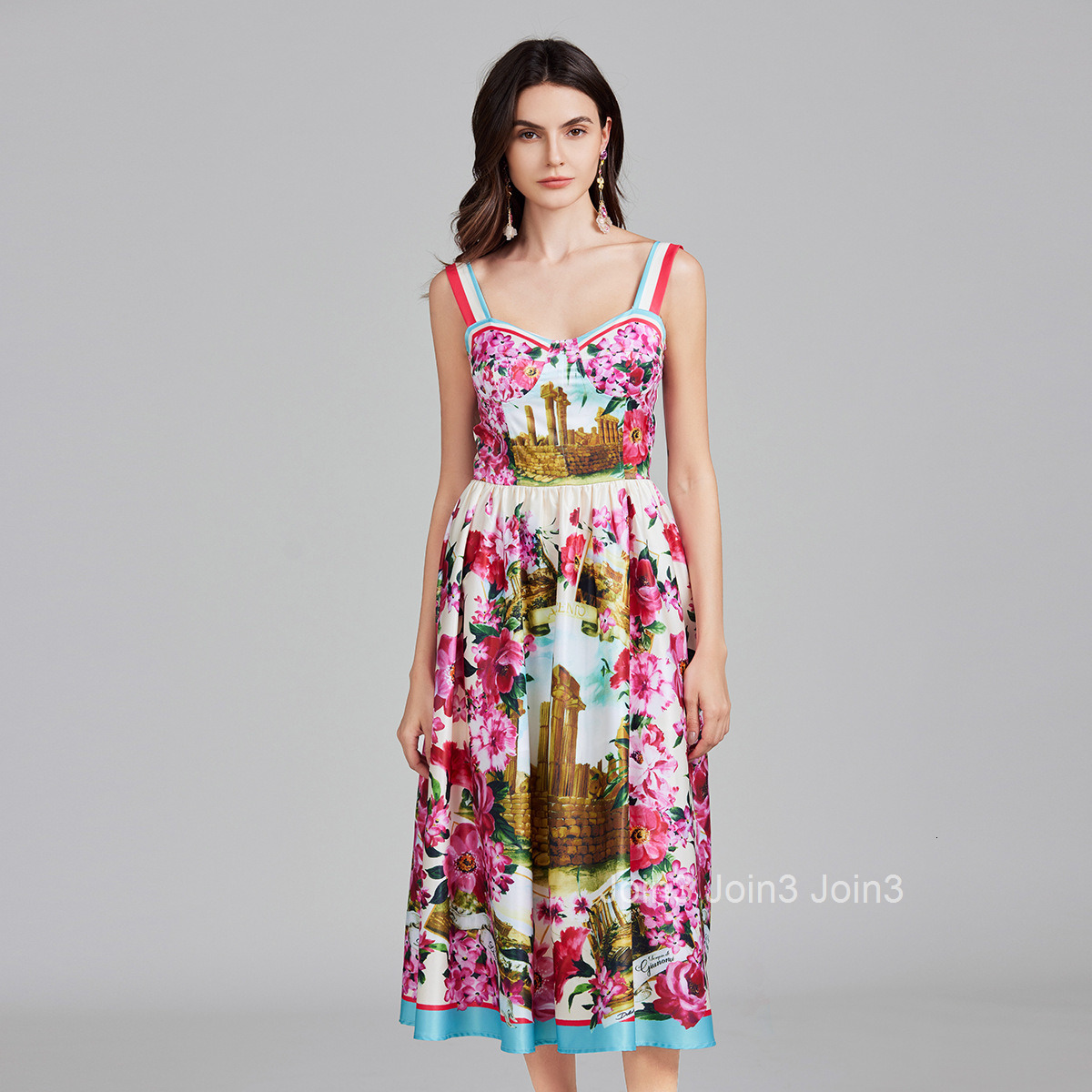 735 Summer New Womens Style Printed strapless camisole long skirt with back elastic band dress