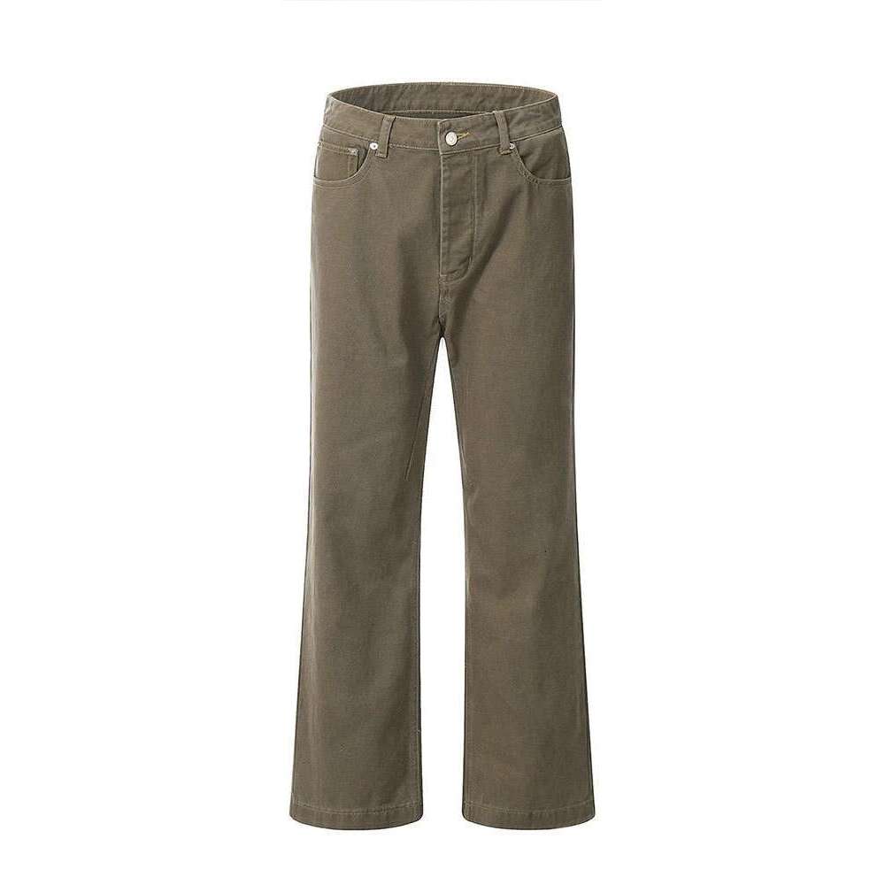 New Melard Washed Jeans for Men and Women, American Style Loose Fit, Post-Apocalyptic Brown Versatile Straight Pants Trend