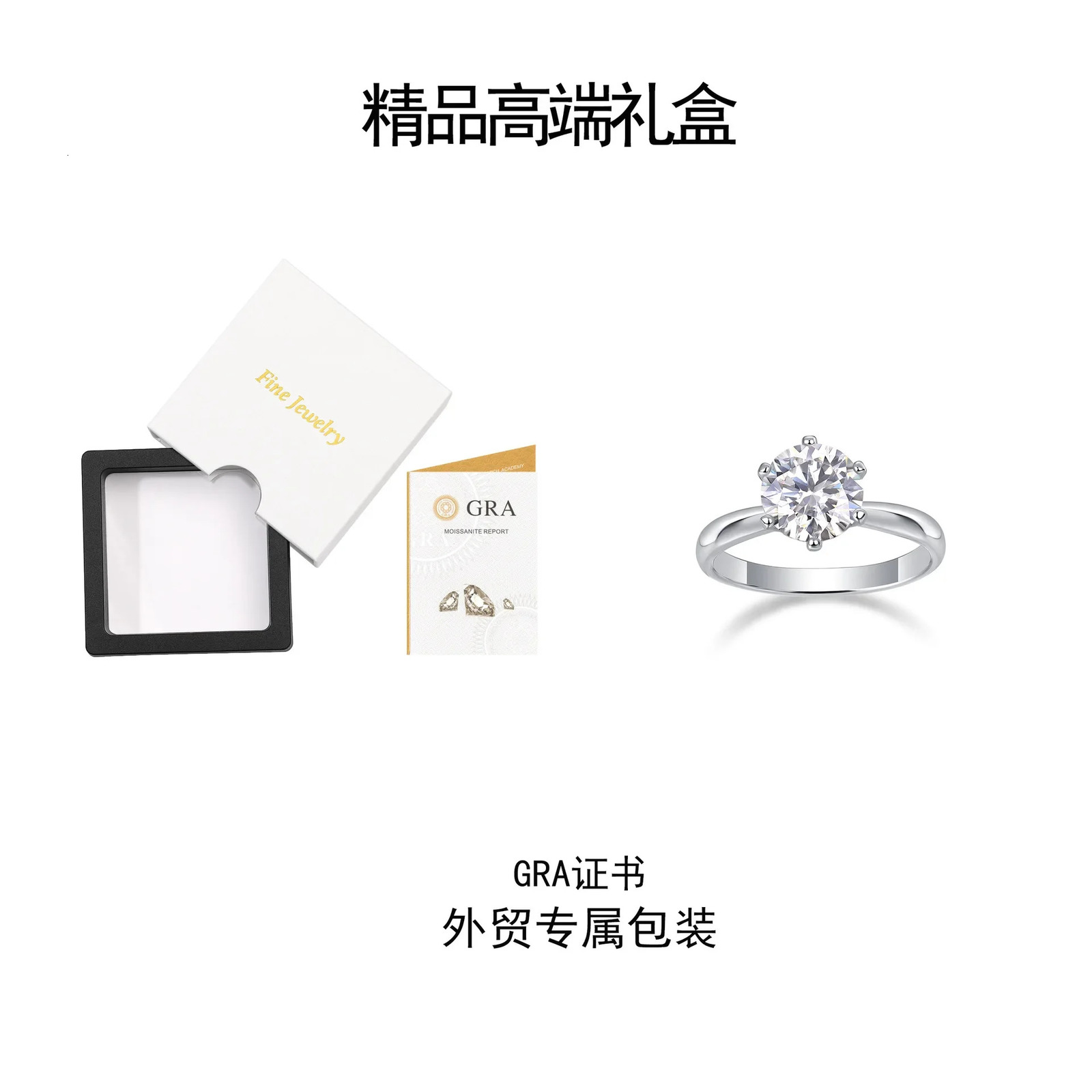 5 Ring For Women Sterling Silver Plated White Gold D Color Diamond Engagement Wedding Band Fine Jewelry 250715