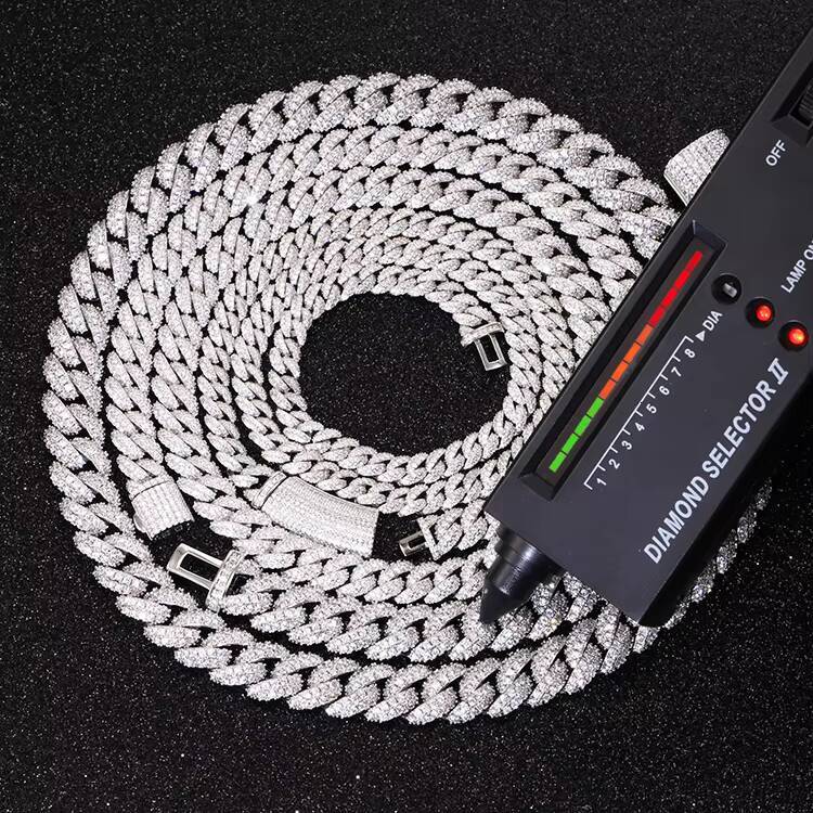 Hot-sale 6mm Ced Out Diamond Chain Necklace S925 Silver VVS Moissanite Cuban Link Fine Jewelry Necklaces for Men Women