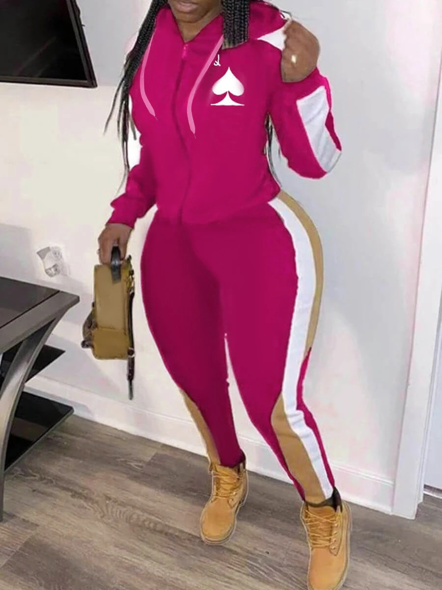 LW Plus Size Two pieces set Hooded Collar Striped Tracksuit Set Womens Tracksuit Hoodies 2pcs Set Autumn winter warm Sportswear 250714