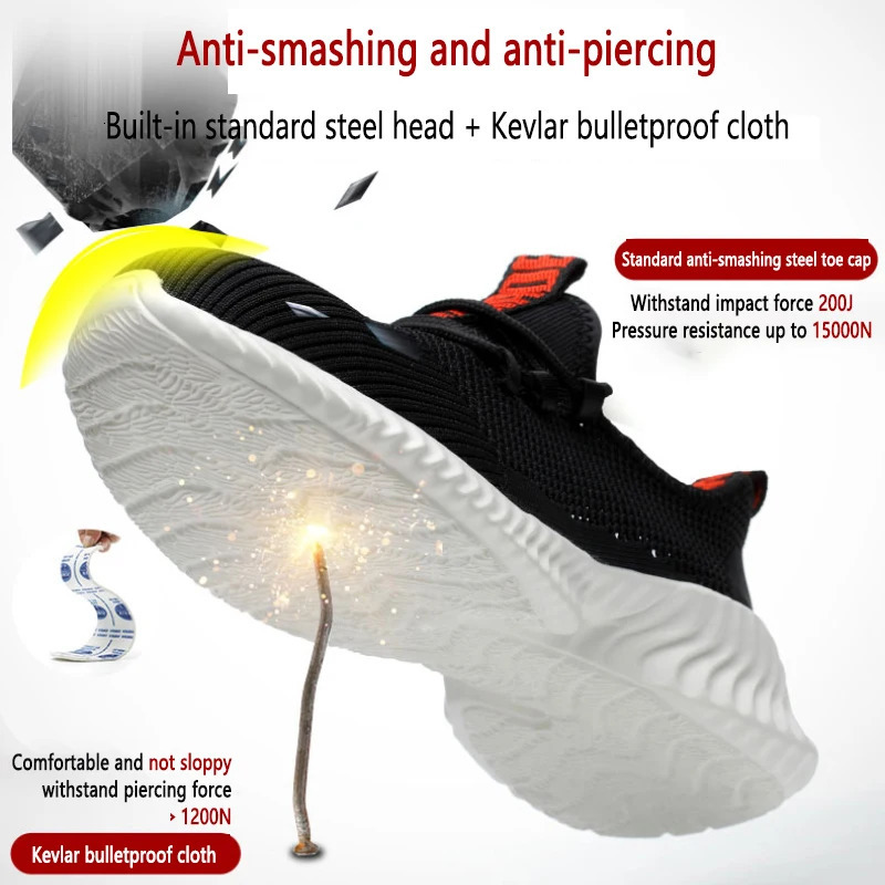 summer work shoes with protection breathable Lightweight safety shoes with iron toe anti-stab anti-slip working summer shoes 250717