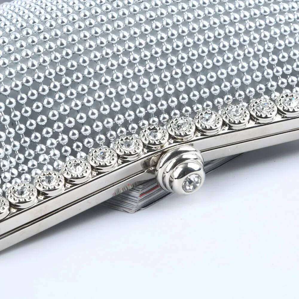 Evening Gold Clutch Glitter Bead DESIGN Elegant Woman Party Bags Vintage Fashion Bridal Purse Sier Handbags Night Bag