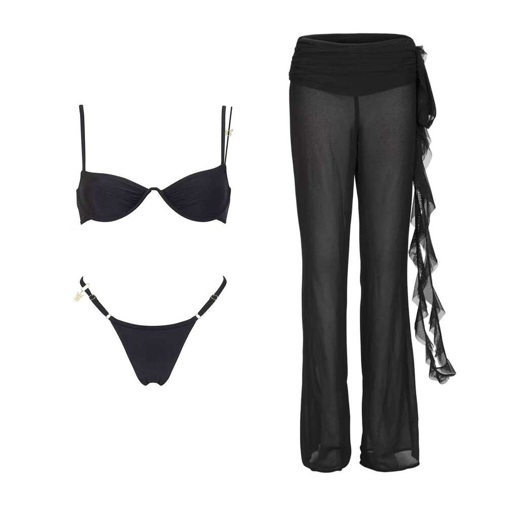 3Pc Mirco Bikini With Pants Sexy Women Swimsuit Push Up Swimwear Female Bralizian Biquini Halter Bathing Suit Beach Outfit