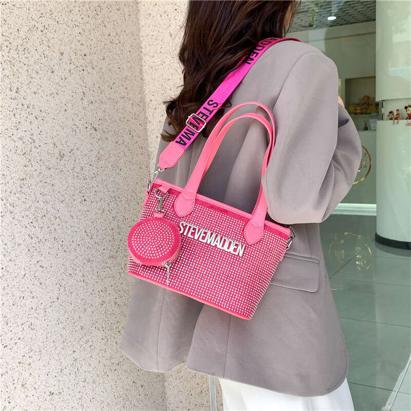 Niche Bags Fashion Simple Trendy Rhinestone Letter Handbag 2024 New Style Textured Crossbody Bag