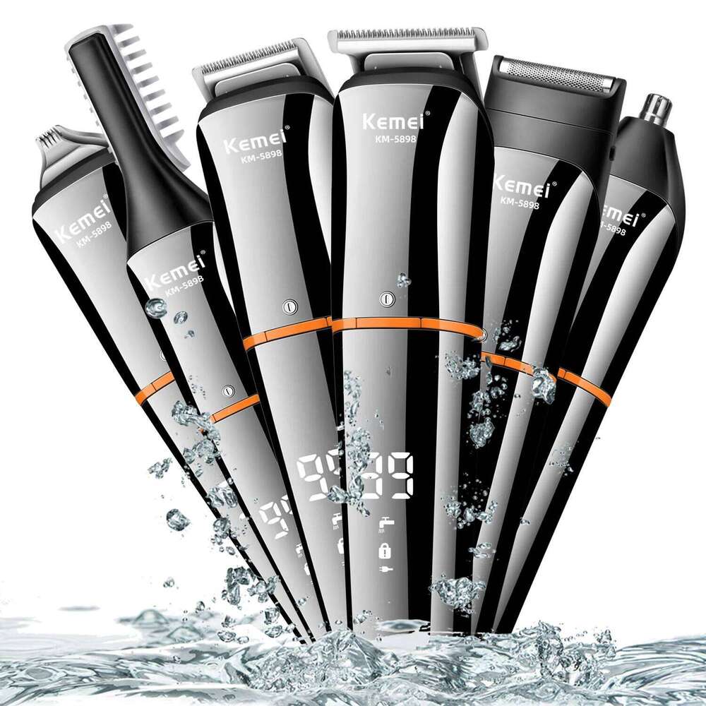 Kemei Waterproof 11 in 1 Men's Grooming Kit Electric Beard Cordless Razor Hair Clippers Rechargeable Nose Trimmer