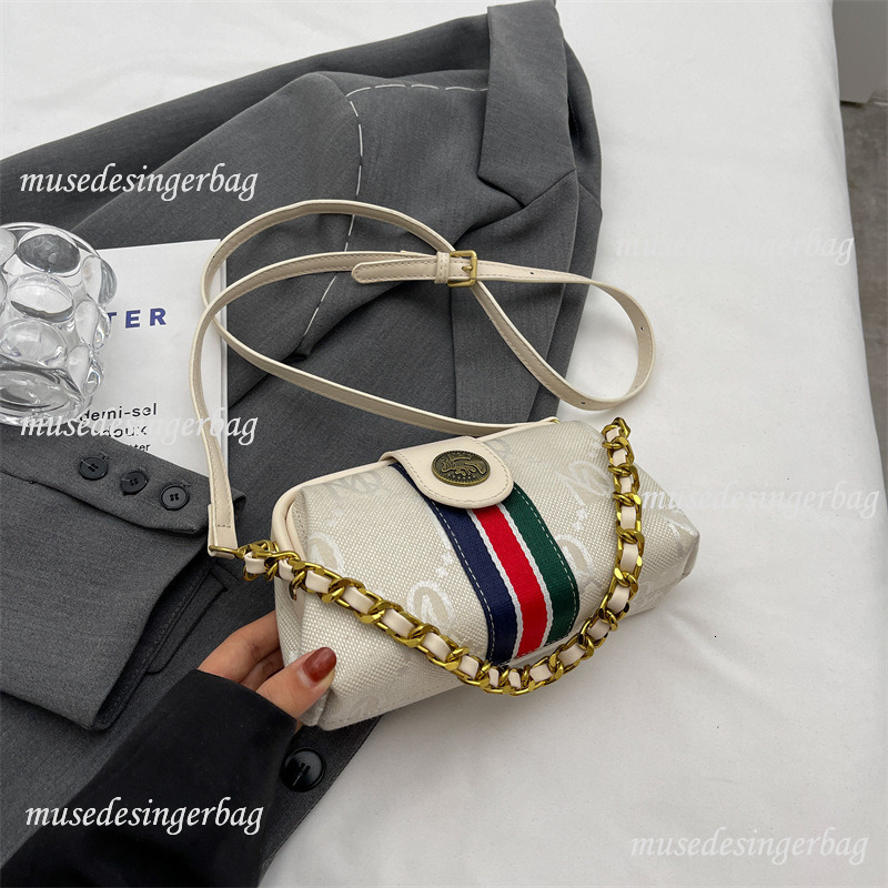 Luxury Brand Designer Bag Free Shipping 2025 Casual Handbag Women's Vintage Bag Striped Classic Chain Shoulder Bag New Trendy Crossbody Bag for W