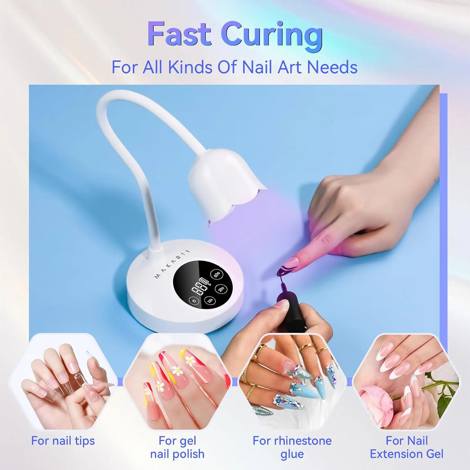 Makartt UV Nail Lamp Portable Rechargeable LED Light with Sensor for Nail ExtensionGel Polsih Rhinestone Glue Gel Flash Cure 250716