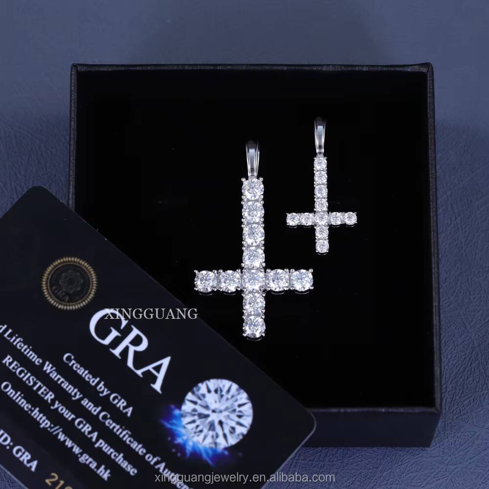 New Design Cross Pendant Real 925 Silver VVS D GRA Moissanite Diamond Pendant Fine Jewelry Hip Hop Pendant Custom for Men Women