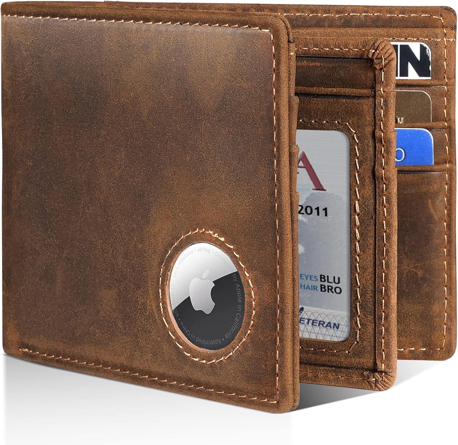 YMX 965 921 Mens Wallet With Holder, Bifold Leather RFID Blocking 1-2 ID Windows 12-13 Card Holders, Gift Box and Screen Protector Included, AirTag No