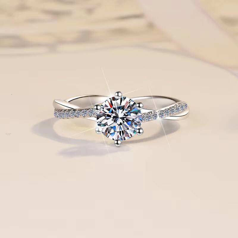 Moissanite Ring Womens love Interwoven Vine Ring 925 Sterling Silver Jewelry