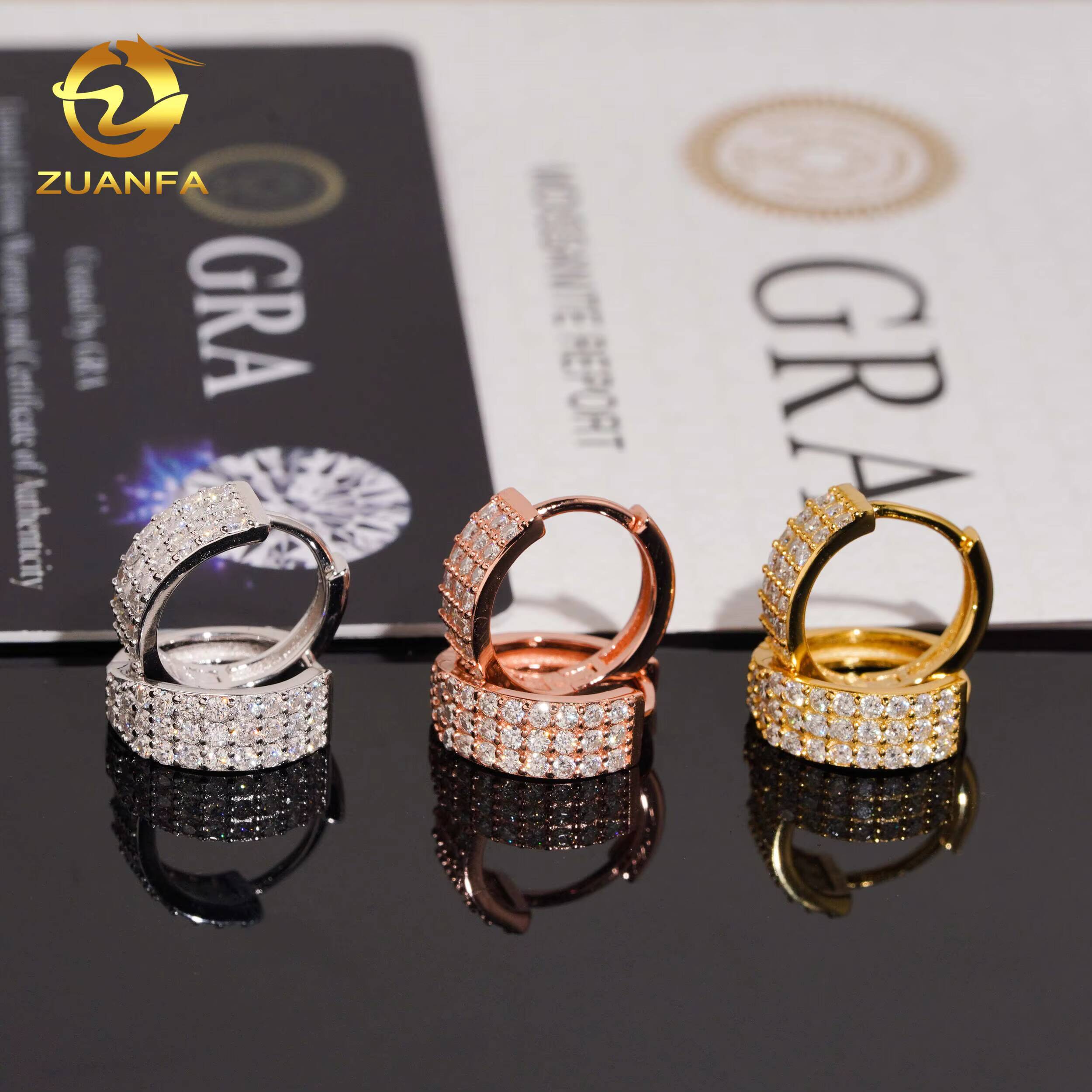 Ready to Ship GRA Certificate Popular Iced Out Earring Hip Hop Jewelry 925 Silver VVS Moissanite Hoop Earrings for Women Men
