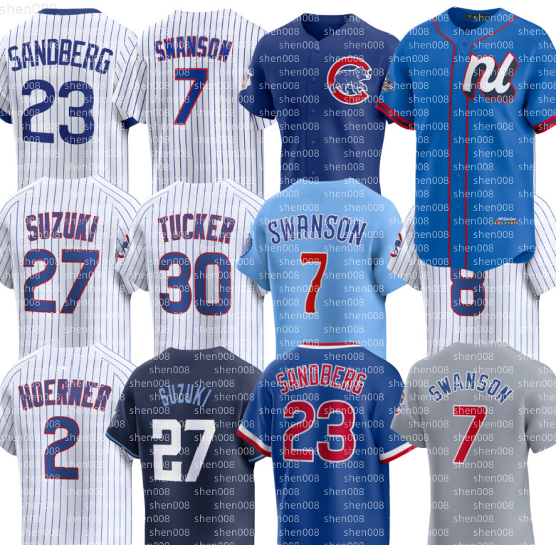 Cubs Baseball Jersey Ryne Sandberg Dansby Swanson 4 Pete Crow-Armstrong Seiya Suzuki Nico Hoerner Ian Happ Kyle Tucker Matt Shaw Shota Imanaga Jon Berti Michael Busch
