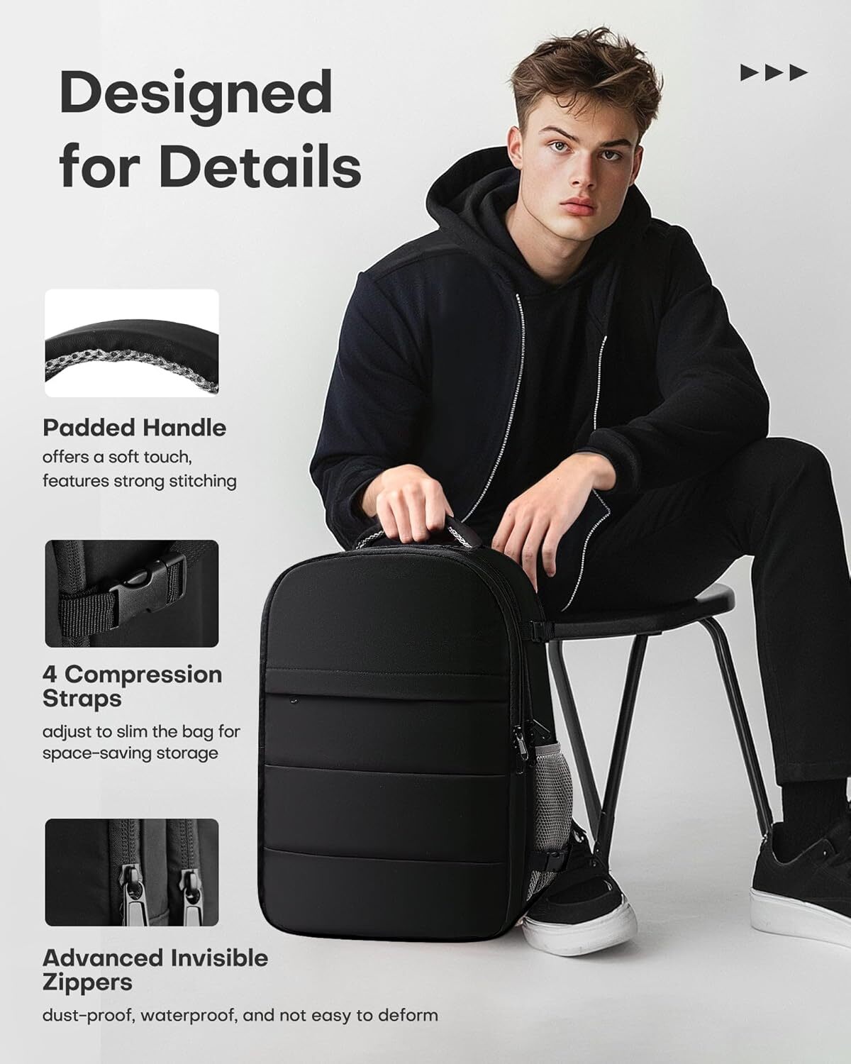 HOTOR Backpack - Flight Approved Bag Men Women, Carry on Lage 15.6" Laptop designer bag and Travel Essentials for Work, Business, Weekender, Coll