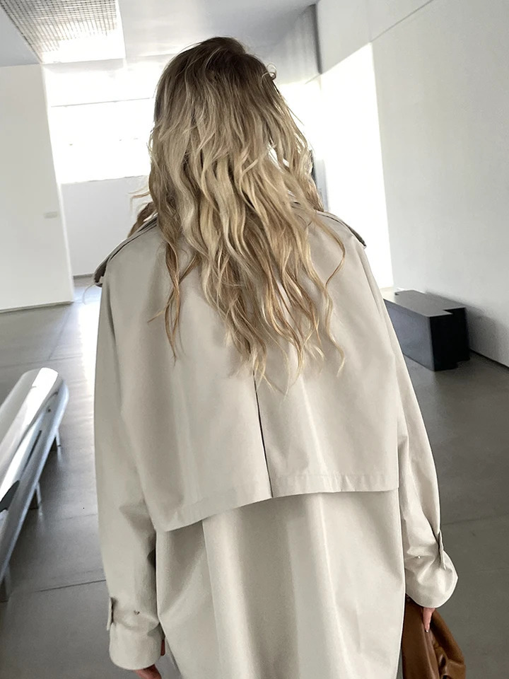 2025 Women Fall Autumn Cotton Short Trench Jacket and Coat Casual Outerwear 250716