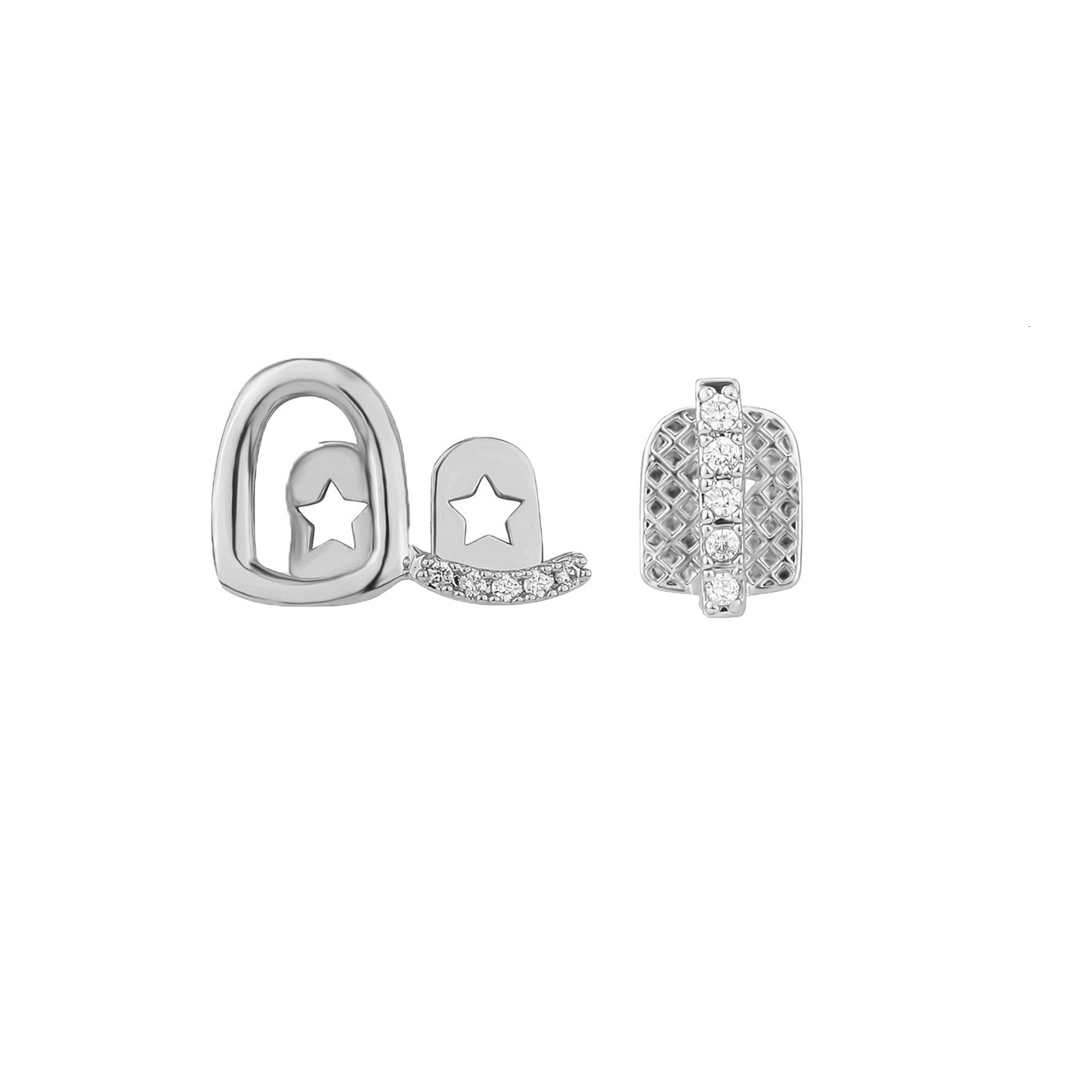 Double VVS Moissanite Hollow Two-Tone Grillz Daily Street Cool Iced Out Gold Teeth Hip Hop Versatile High Quality Accessory