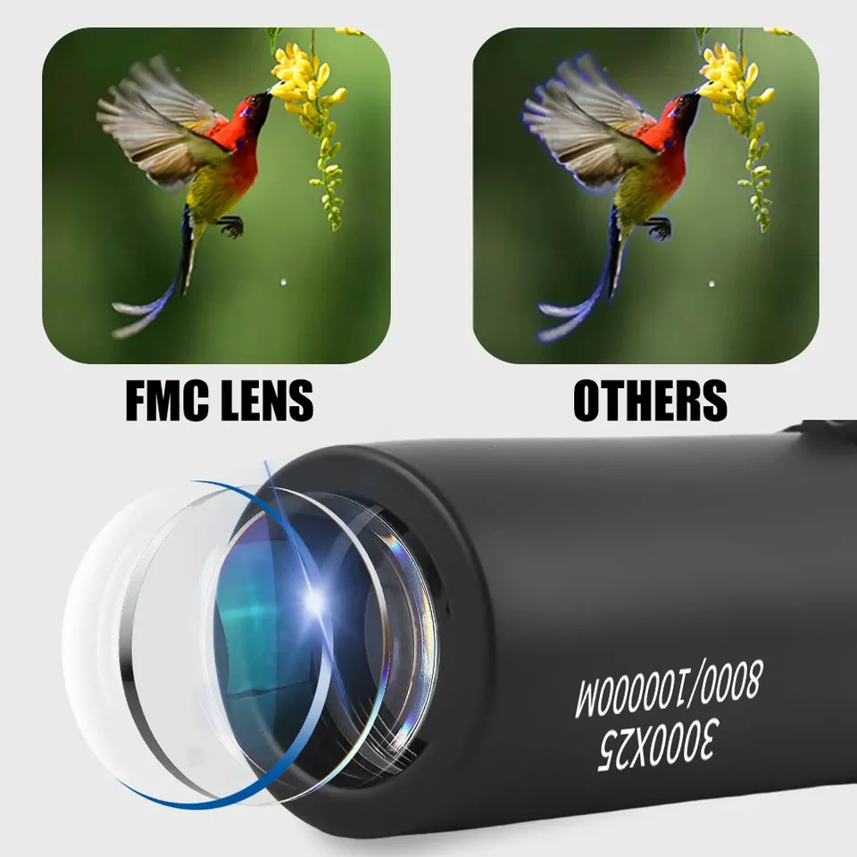 3000x25 Adult Professional HD Remote Monocular Pocket Mini Portable Telescope for Outdoor Camping and Hunting 250708