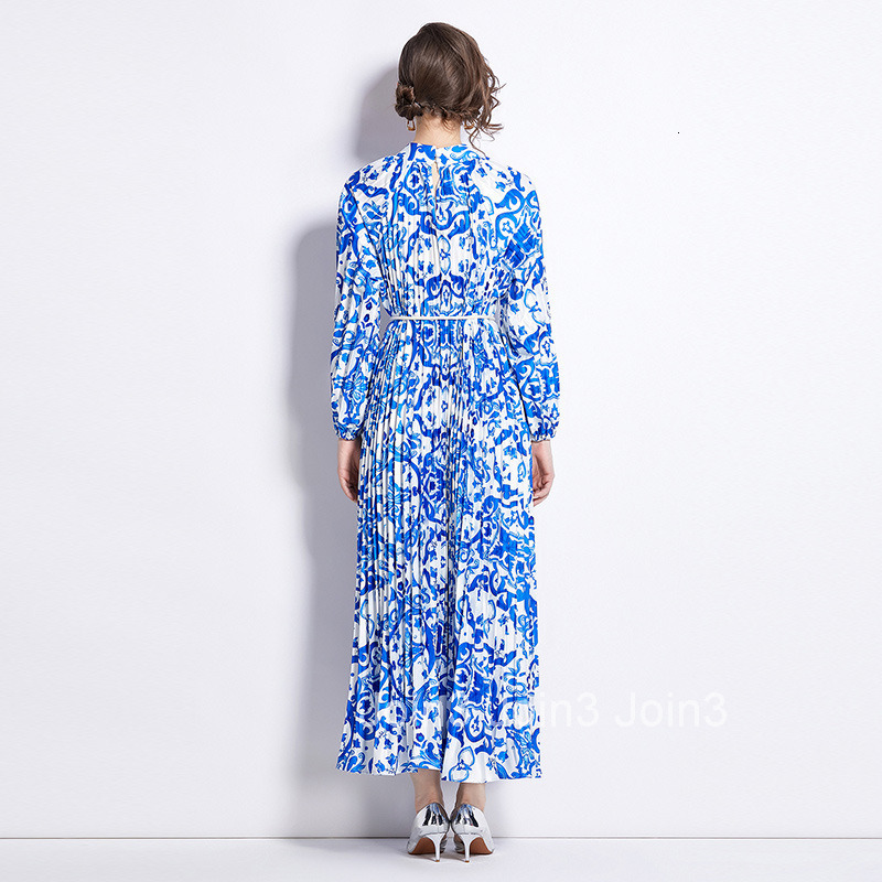 2084 Spring and Autumn New Womens Fashion Elegant Loose Pleated Plus Size Long Dress