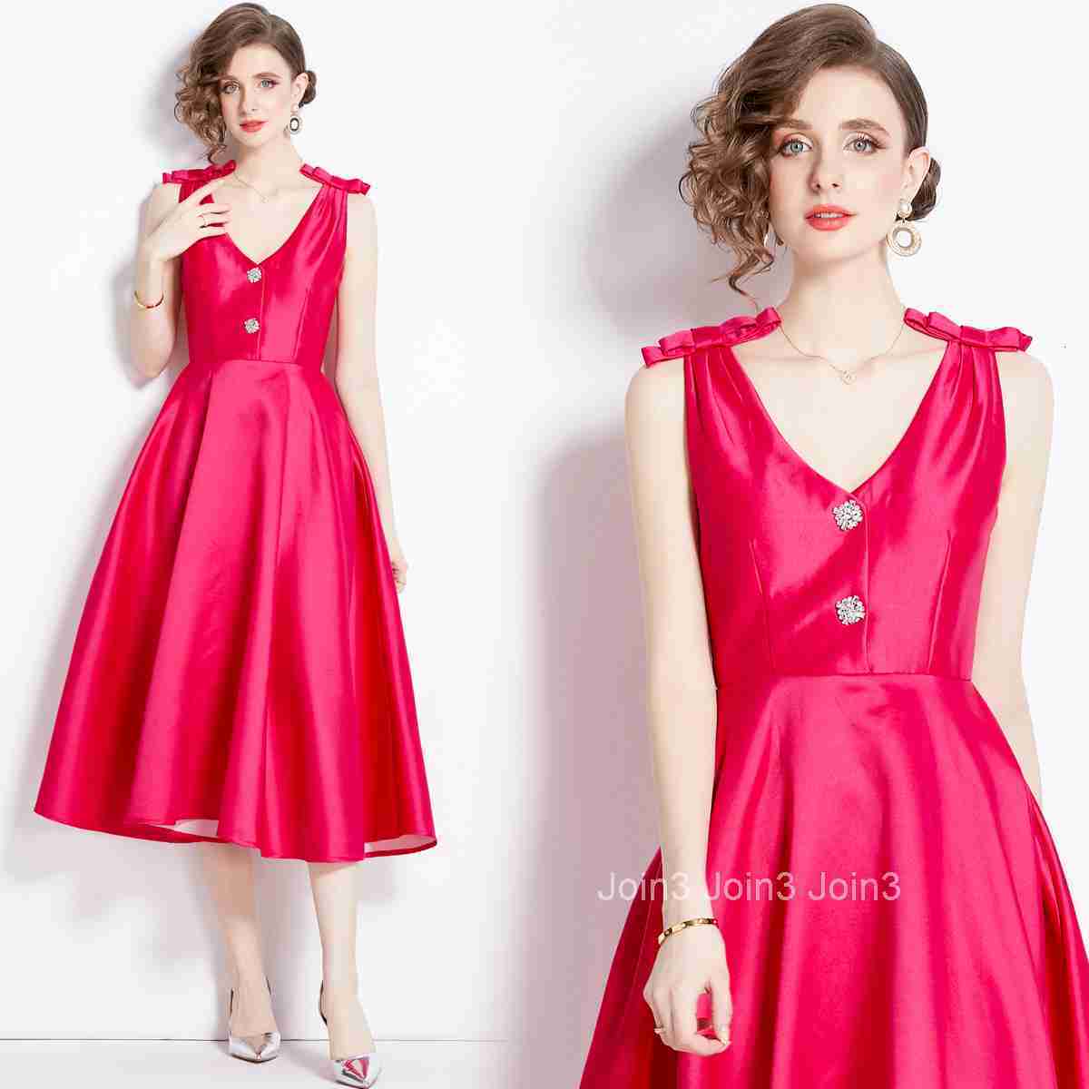 1635 Roman Holiday French Hepburn Style Cream Satin Dress Simple Annual Meeting Host Little Dress