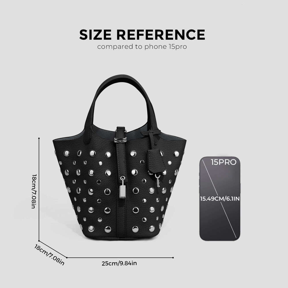 Fashion Punk Rivet Women's Commuting High-end New Crossbody Handbag Shoulder Bucket Bag